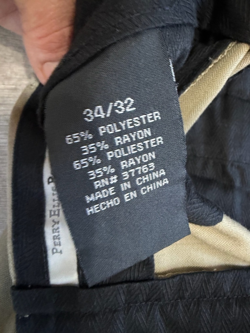 Perry Ellis Pleated Straight Dress Pants 34/32 Men's Rustic Beige Dry Cleaned - Picture 4 of 15